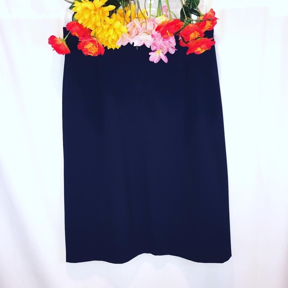Vintage dark navy midi pencil skirt little stretch - Picture 11 of 11